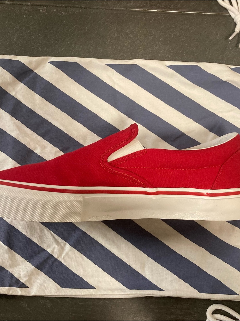 Vans custom non embroidered Red Canvas Classic Slip-On Loafers - Picture 7 of 10